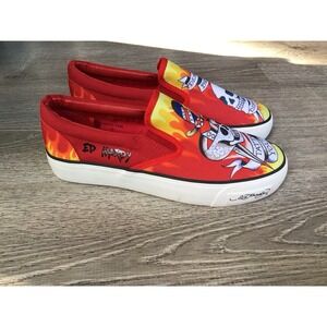 ED HARDY No Lace Tattoo You SKULL FIRE Sneakers Womens Size 11 Shoes BRAND NEW